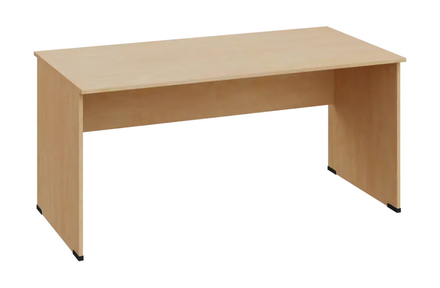 EPL 18 - 16 stůl kancelářský, dřevěná podnož, deska 18 mm, široký 1600 mm, bříza světlá